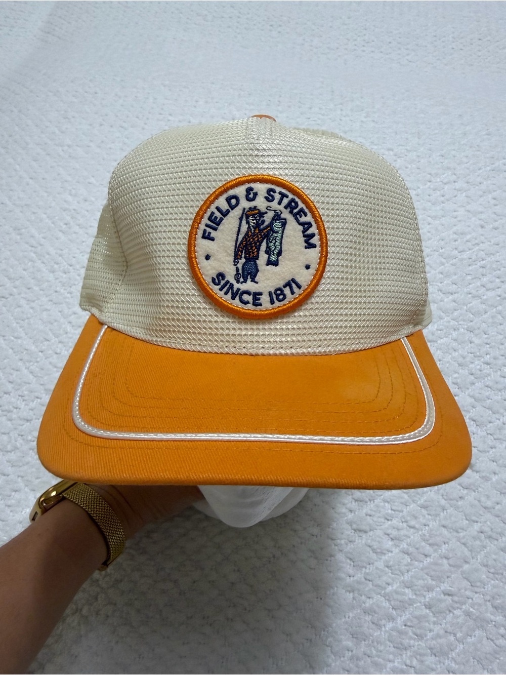 Field & Stream Mo's Hat Trucker Adjustable Volunteer Orange/Ivory